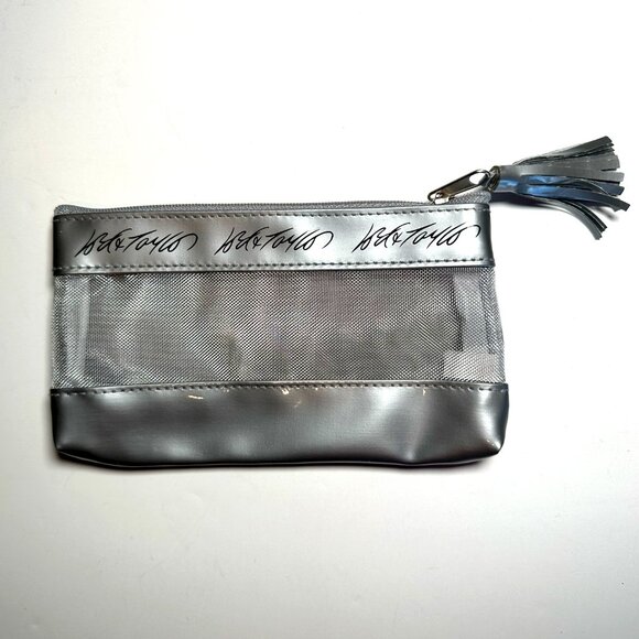 SOLD—Lord & Taylor Silver Mesh Cosmetic Bag Zipper Pouch - Picture 4 of 9